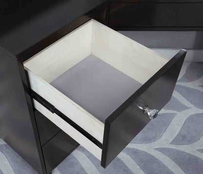 Grey Mix Mirror & Wood Makeup Vanity with 5 Drawers for Bedroom