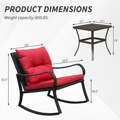 Red Metal Patio Rocking Seating Group - 2 Person Set