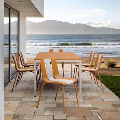 Beige Tropical Orange White Patio Chairs 4 Pack Outdoor Seating