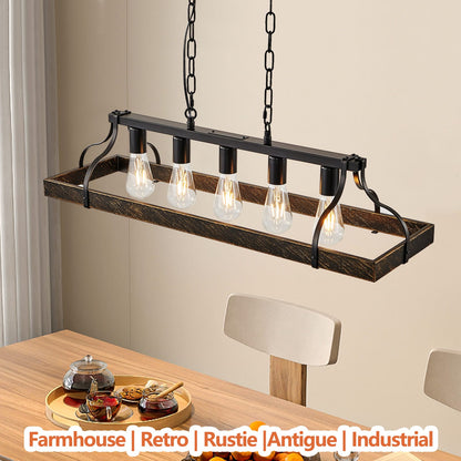 Black Gold Pendant Light - 34 Inch Iron Chandelier
