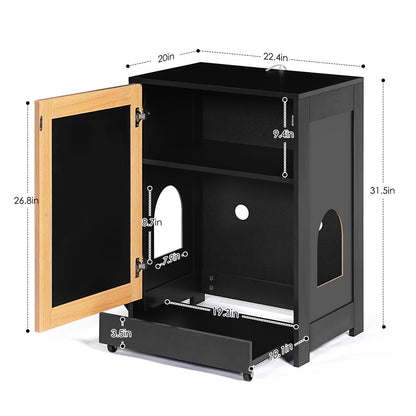 Hidden Cat Litter Box Enclosure - Black