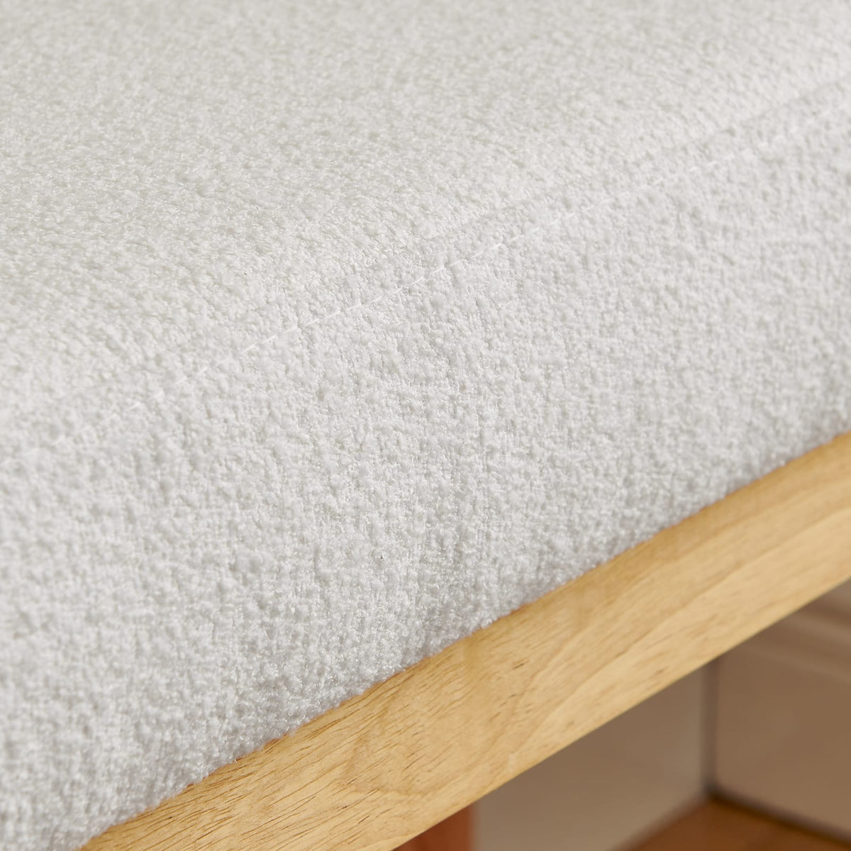 Beige Foam Shoe Changing Bench - Modern Minimalist Design for Bedroom