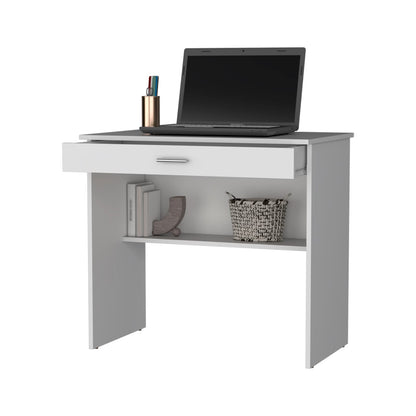 White Computer Desk with Drawers & Shelf - Office Table