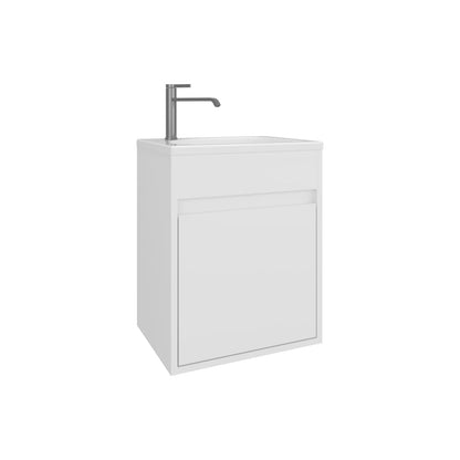 White Bathroom Vanity with Sink - Compact Storage