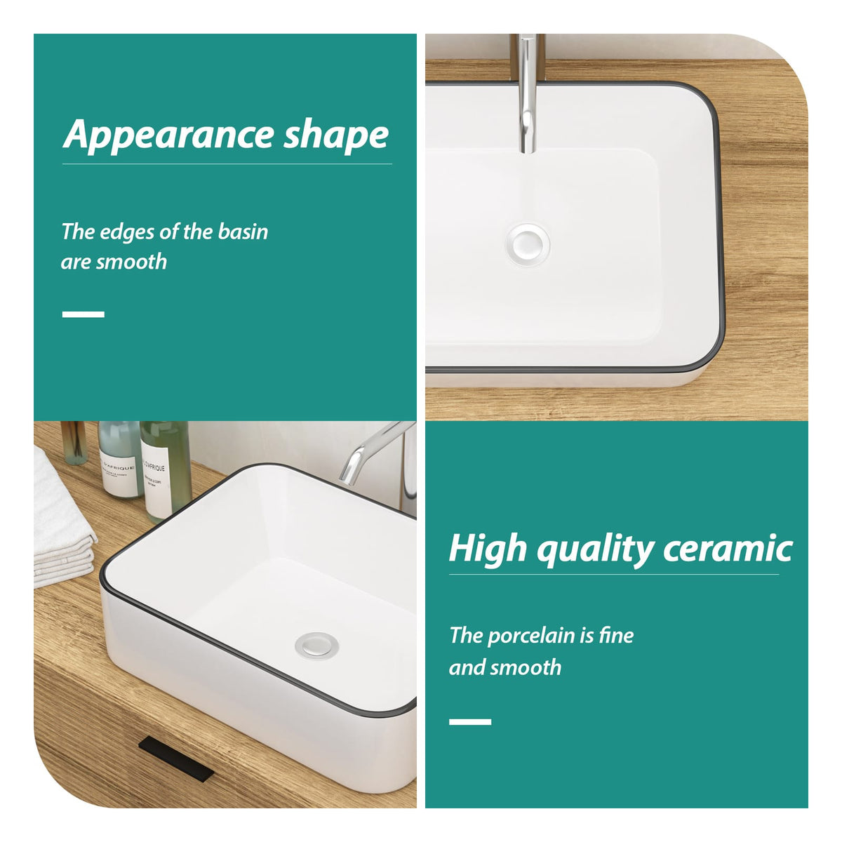 16x12 White Ceramic Rectangular Vessel Sink
