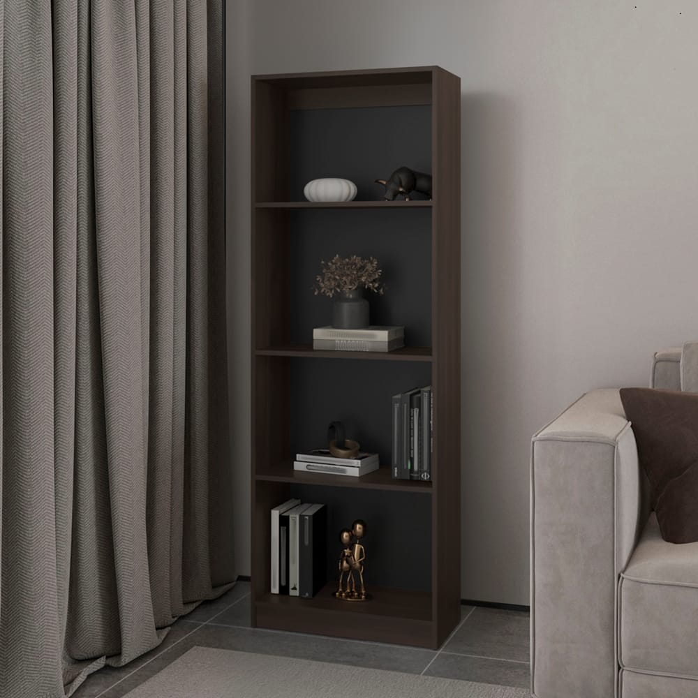 Bookcase Benzoni Nova - Stained Walnut Bookcase, 54" Wide Display Shelf