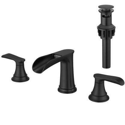 Black 2-Handle Bathroom Sink Faucet - 8 Inch Widespread