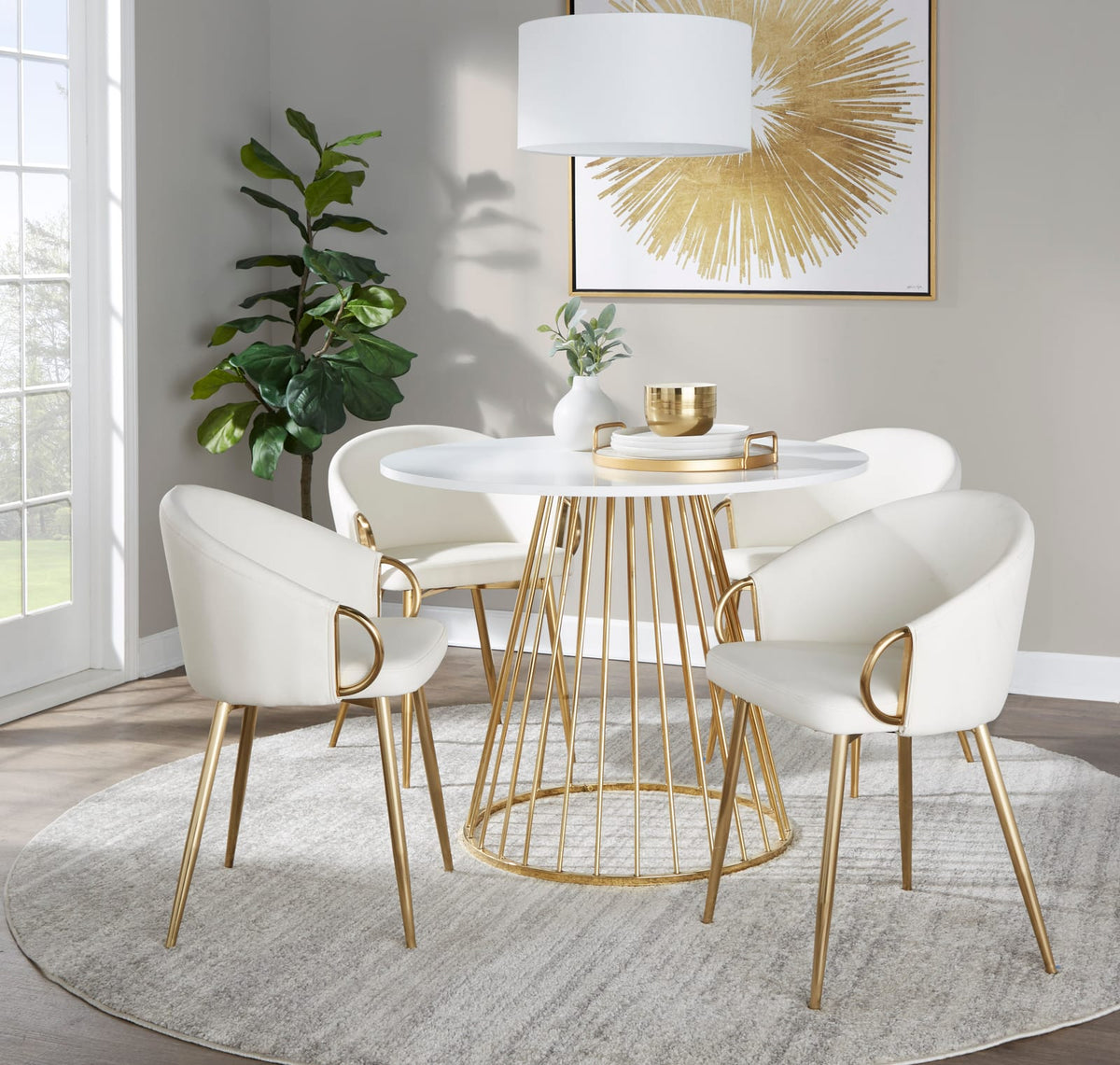 Glam Dining Table with Metal and Wood Finish for Dining Room