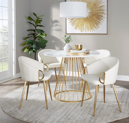 Glam Dining Table with Metal and Wood Finish for Dining Room