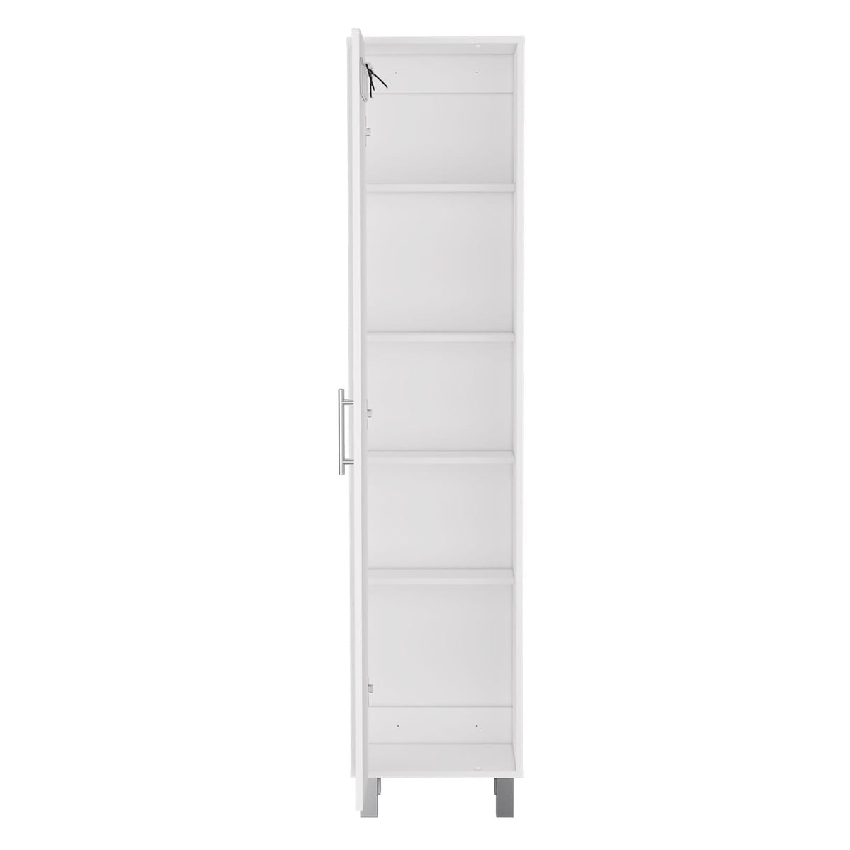 White Storage Cabinet 70.87" Height with Broom Storage