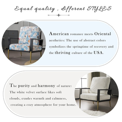 Antique Blue Velvet Accent Chair - Reading Chair for Living Room Bedroom