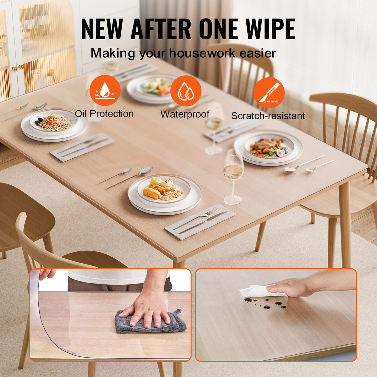 Clear PVC Table Protector - 24x48 Inch Desk Cover