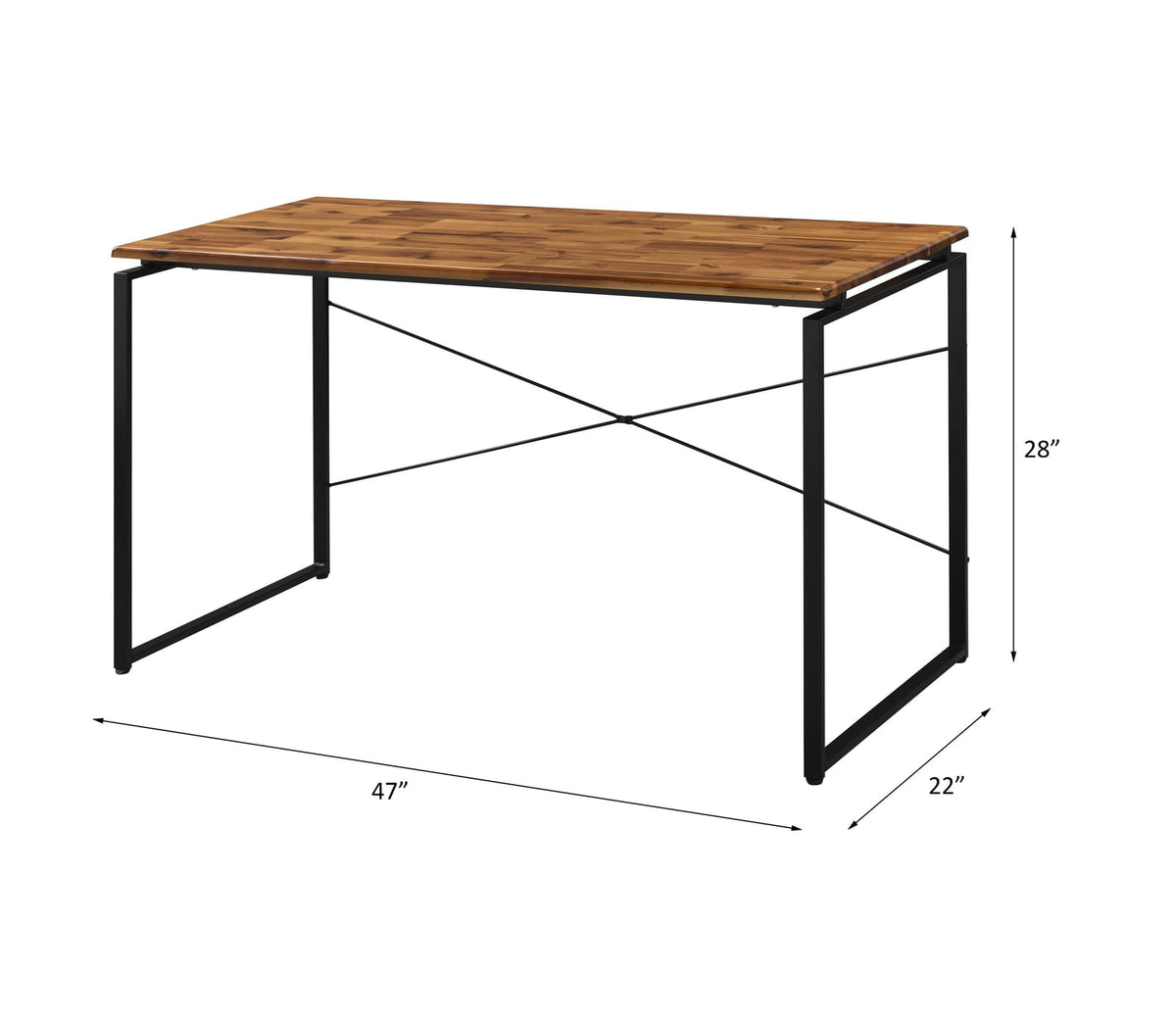 Metal Frame Writing Desk - Black & Oak Finish | Home Office Desk