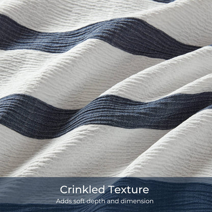 3-Piece Full/Queen Yarn-Dyed Striped Comforter Set - Blue