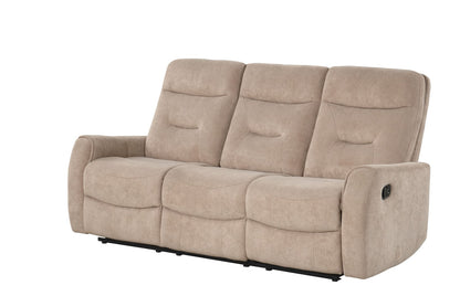 80 Inch Beige Upholstered Reclining Sofa with Console