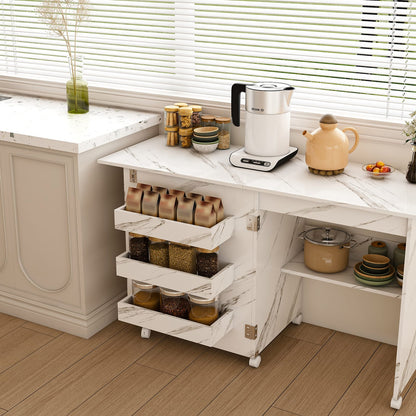 Dining Room Folding Sewing Table with Wheels; Multi-Use Craft Station & Kitchen