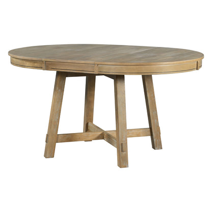 TREXM Farmhouse Round Extendable Dining Table - Natural Wood Wash