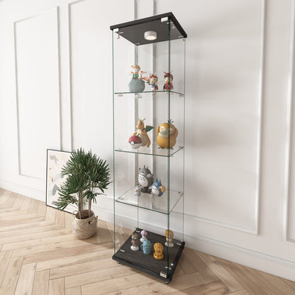 Transparent Tempered Glass Display Cabinet - 64" Tall for Living Room