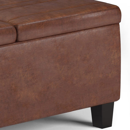 Ellis Dark Brown Faux Leather Storage Ottoman - 36" Wide