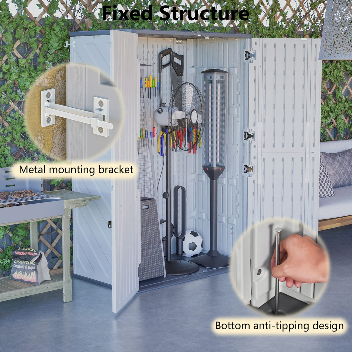 White Plastic Deck Box - Weatherproof Storage for Outdoor Equipment