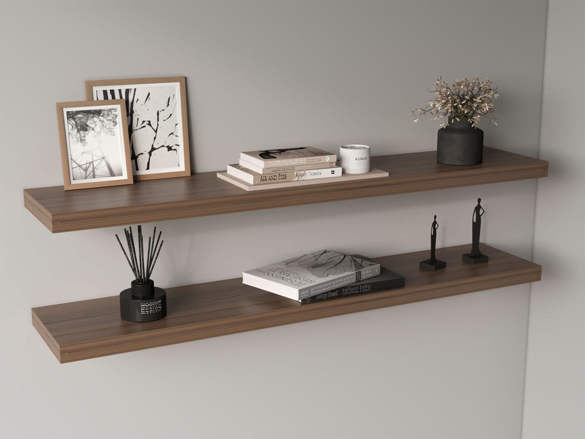Ecco 47" Floating Shelves Set of 2 - Light Brown Storage