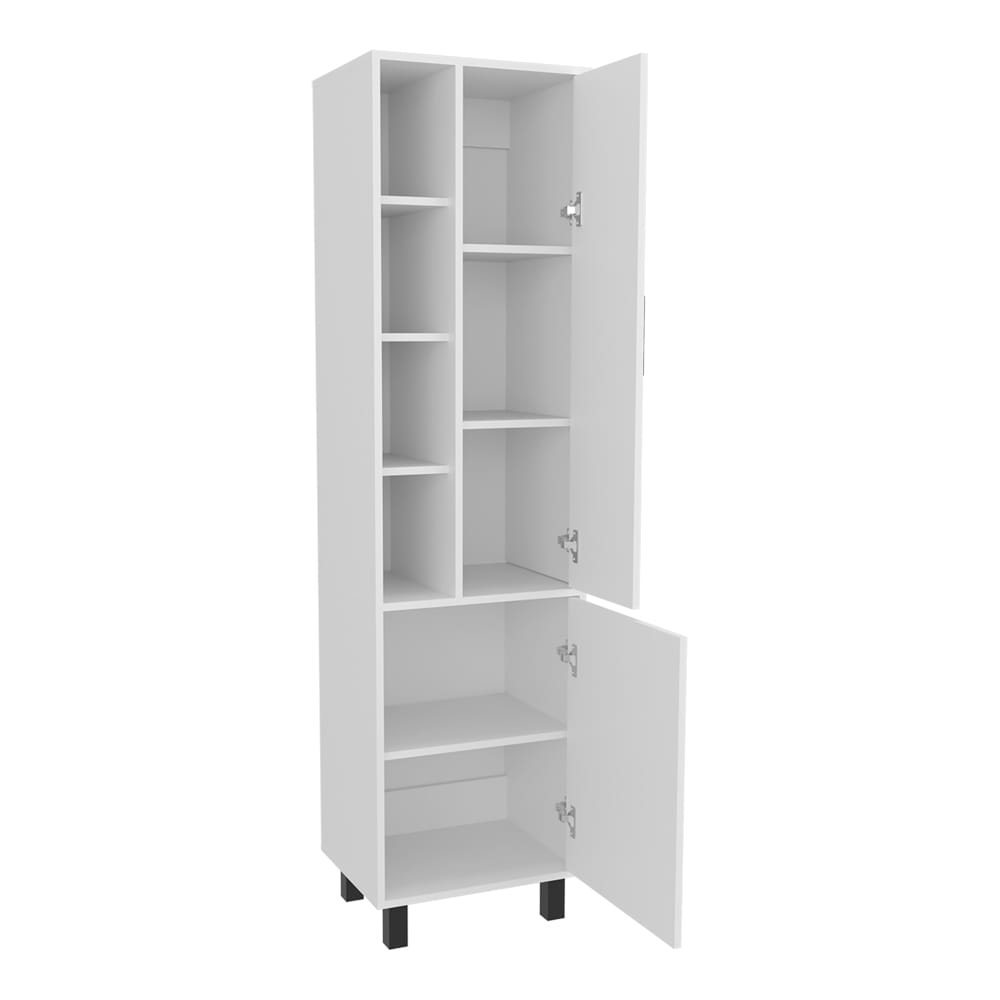 White Engineered Wood Cabinet with Legs for Bedroom Storage for Living Room