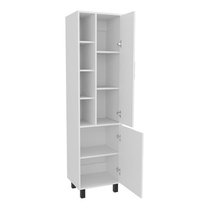 White Engineered Wood Cabinet with Legs for Bedroom Storage for Living Room