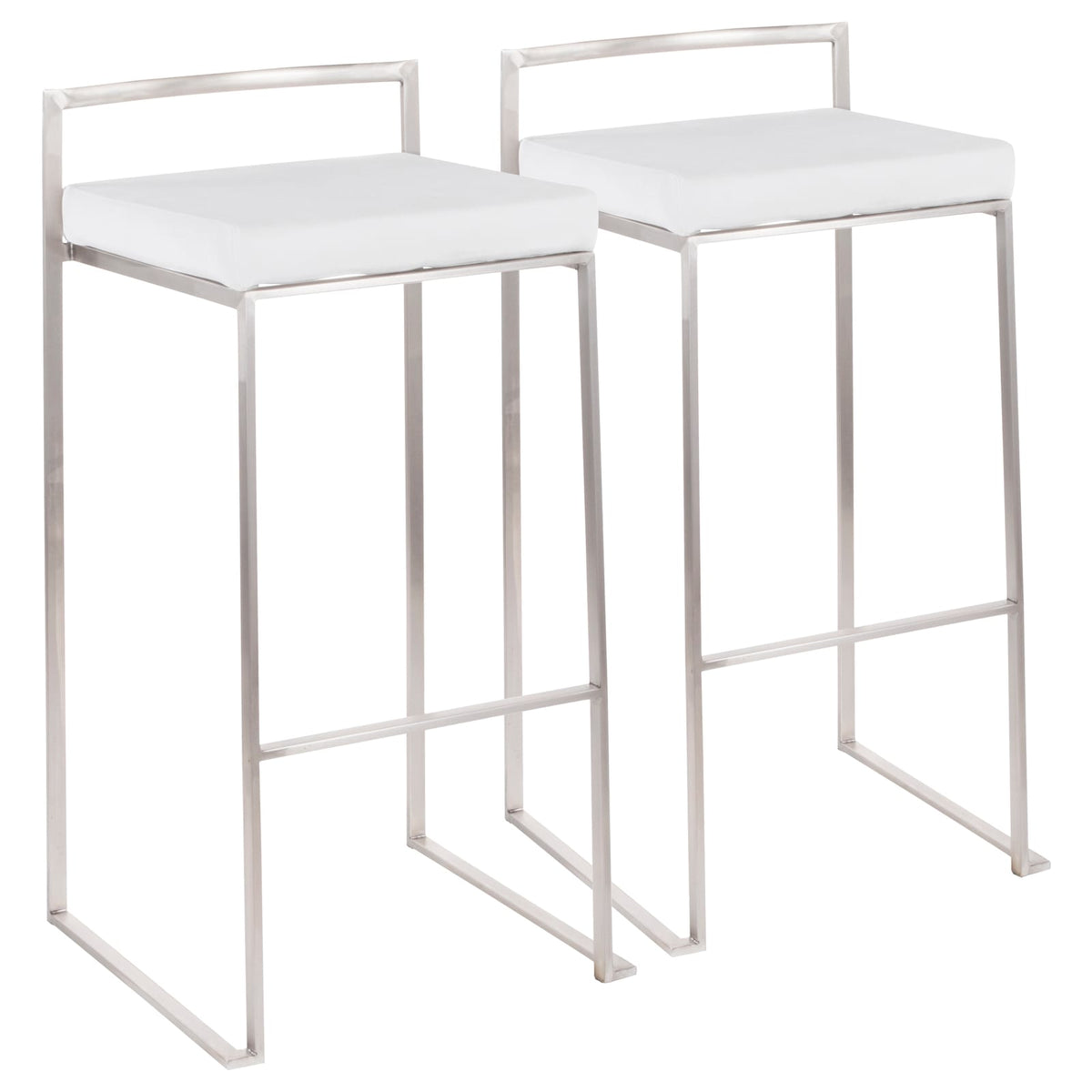 White Velvet Stackable Barstools - Set of 2