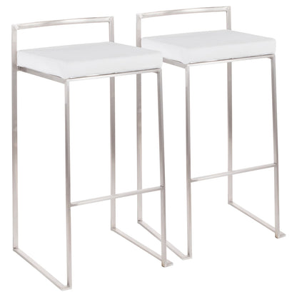 White Velvet Stackable Barstools - Set of 2