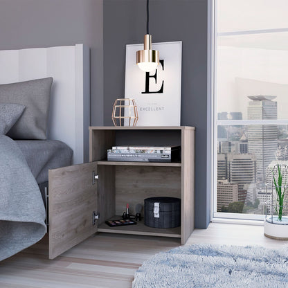Gray Engineered Wood Nightstand - 13.5 x 19.8 x 23", Bedroom