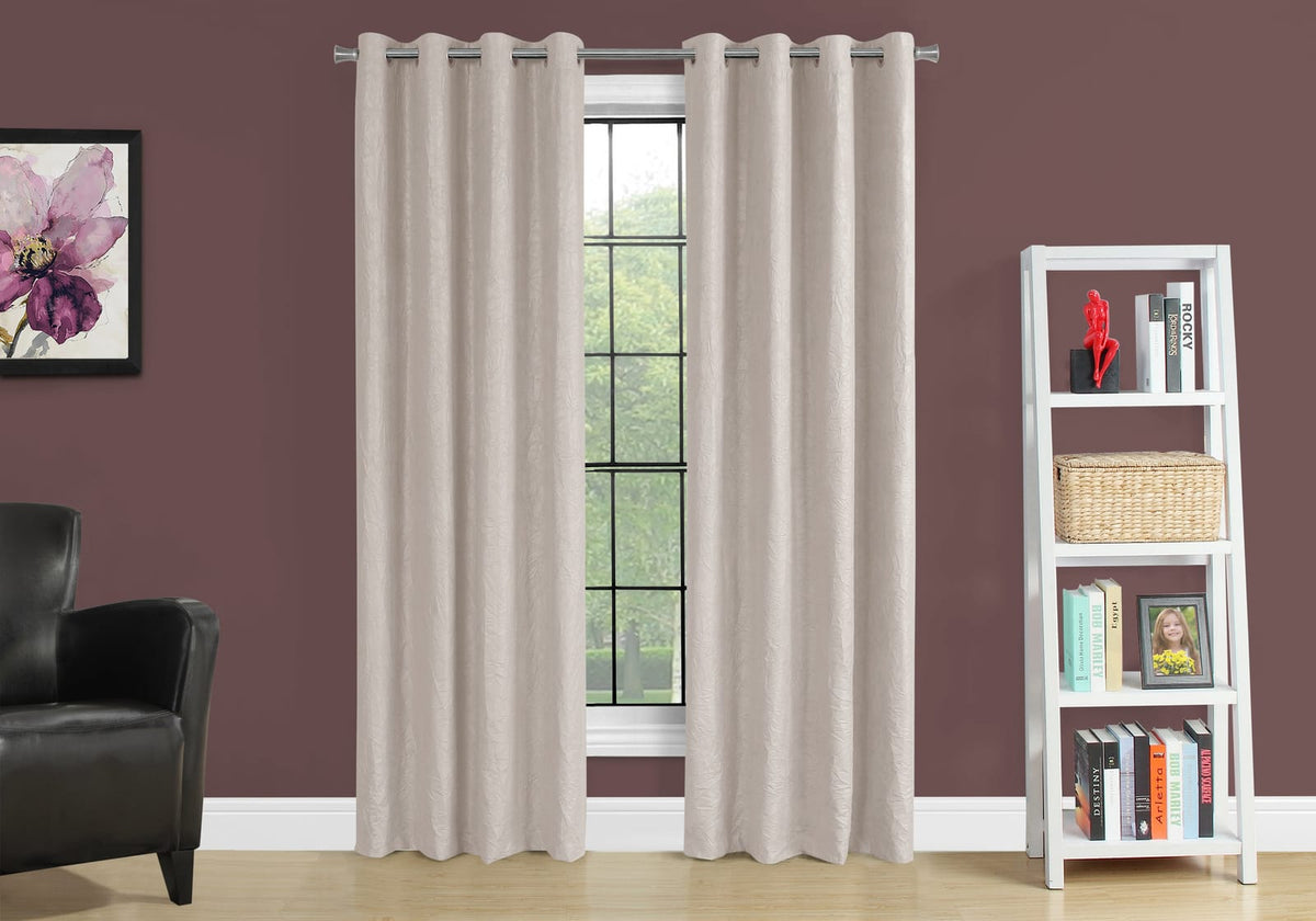 Ivory Polyester Curtains 2 Panels 95" Long Room Darkening