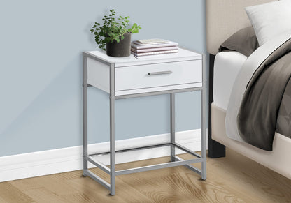 White MDF Nightstand with Storage Drawer - 18" x 12"