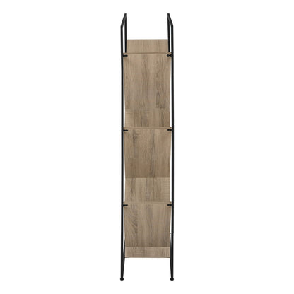 Taupe Metal 5-Tier Bookshelf - 60" Tall for Living Room