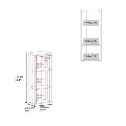 White Melamine Bookcase with Open Shelves - 39.4" Tall for Living Room
