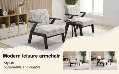 Beige Grey Polyester Armchair - Living Room Accent Chair