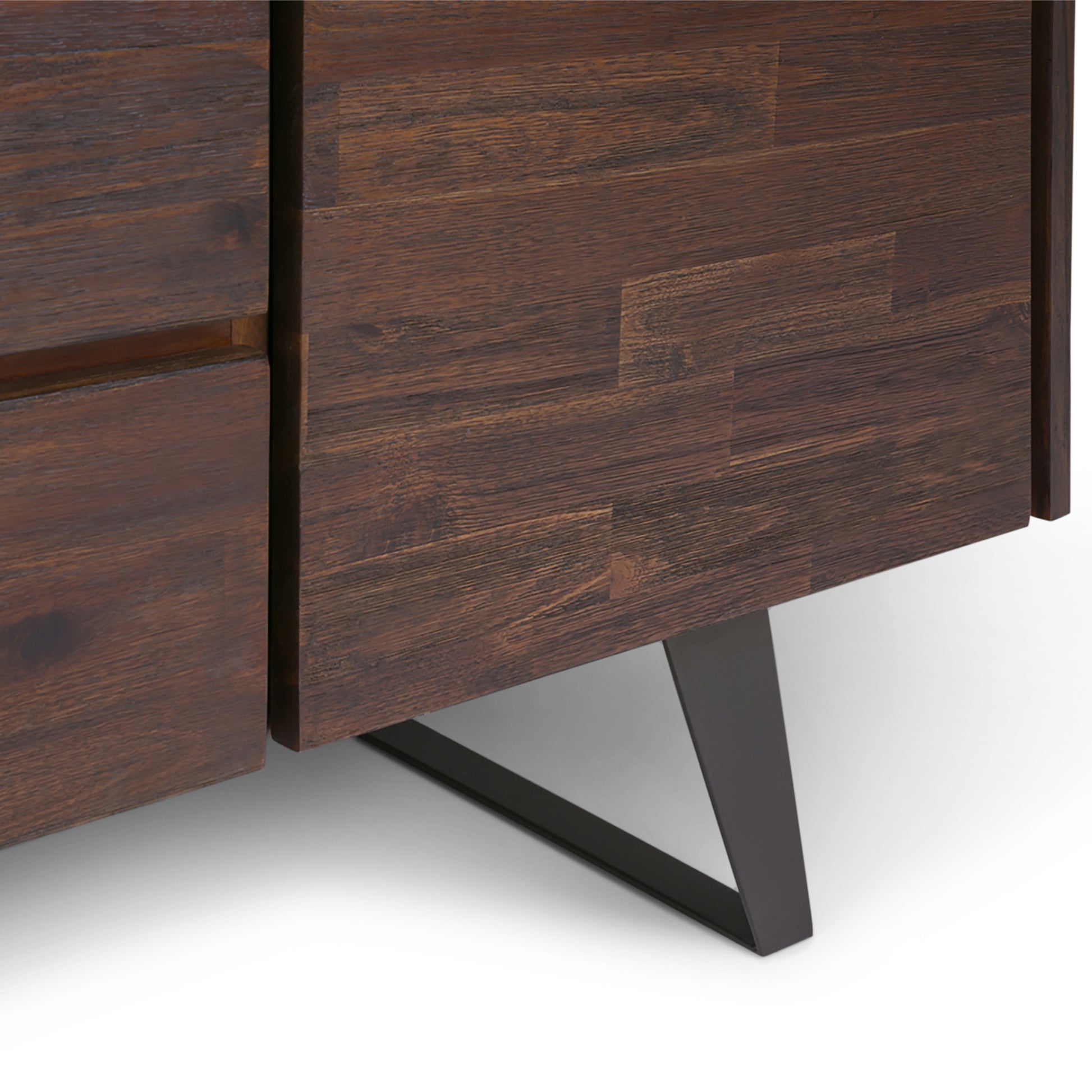 Lowry 60 inch Wide Solid Acacia Wood Sideboard Buffet in Distressed Charcoal Brown