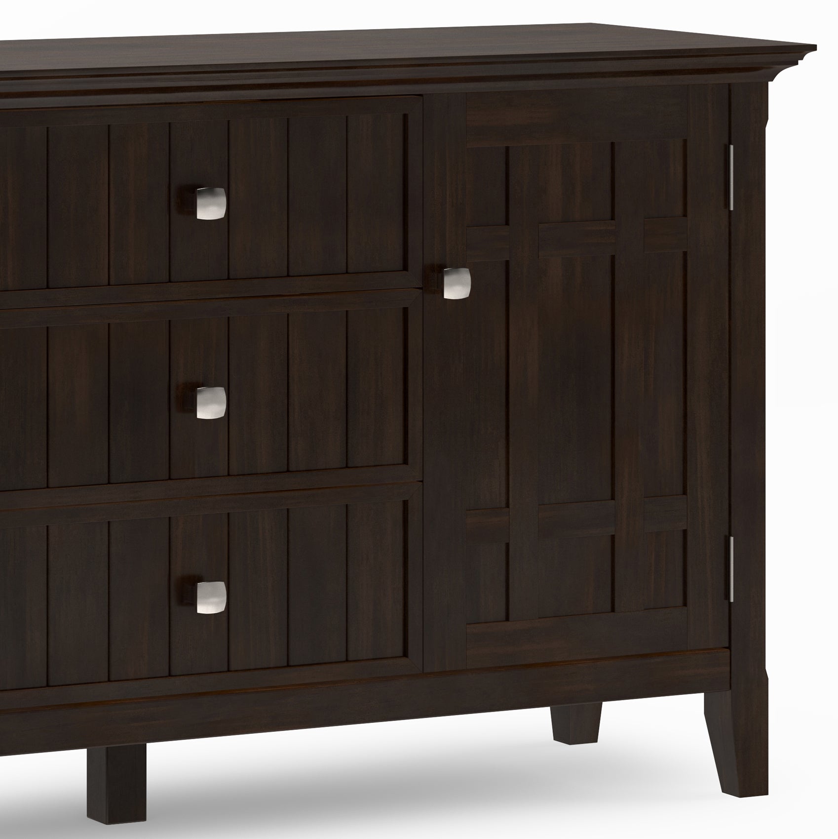 Bedford 54 inch Wide Solid Wood Sideboard Buffet in Dark Tobacco Brown