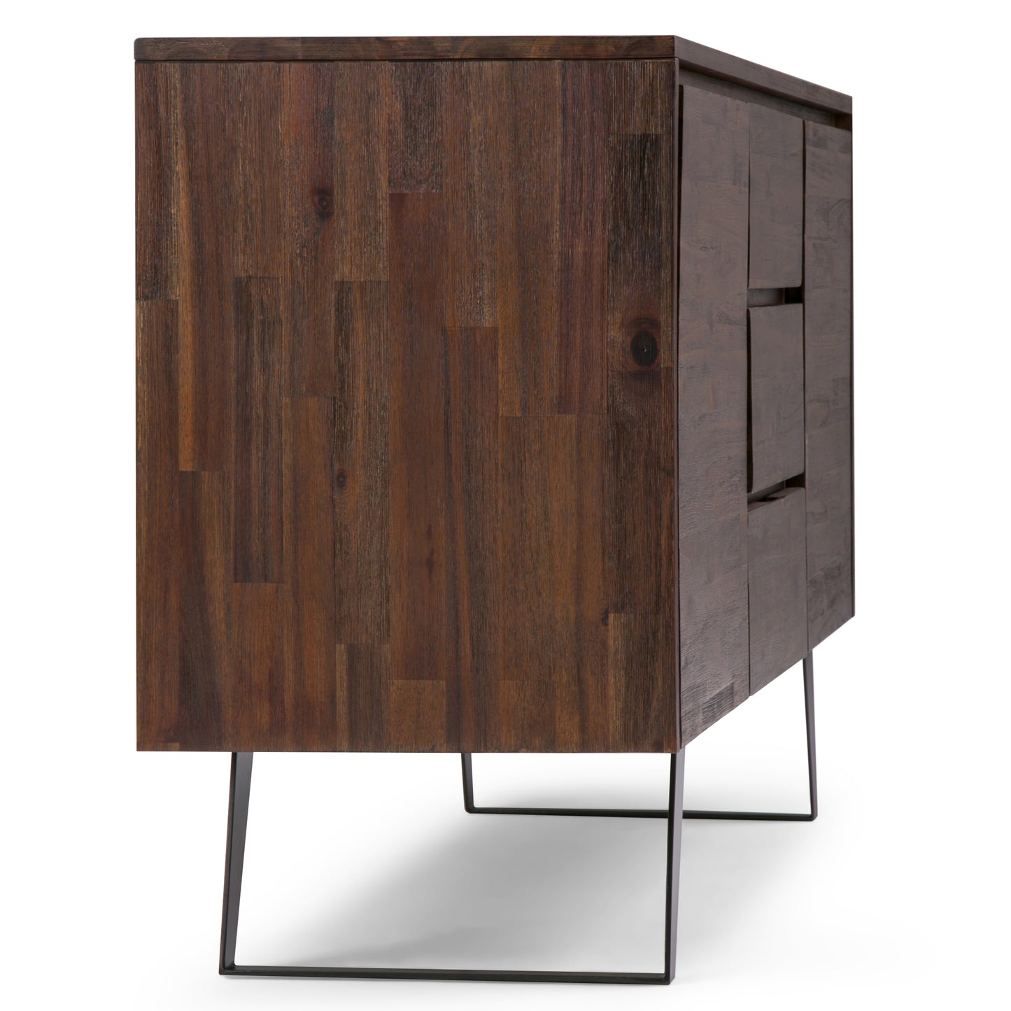 Lowry 60 inch Wide Solid Acacia Wood Sideboard Buffet in Distressed Charcoal Brown