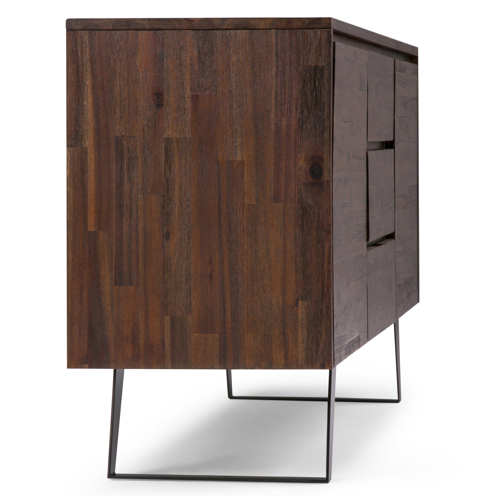 Lowry 60 inch Wide Solid Acacia Wood Sideboard Buffet in Distressed Charcoal Brown