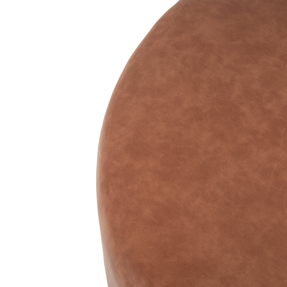 Brown Faux Leather Ottoman - 30" Round Footrest for Living Room