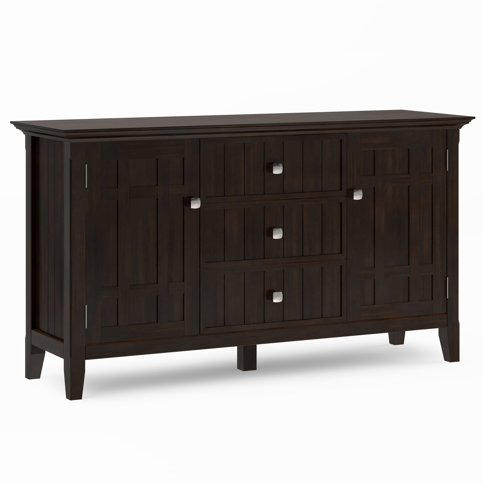 Bedford 54 inch Wide Solid Wood Sideboard Buffet in Dark Tobacco Brown