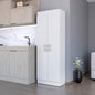 5-Shelf White Wood Kitchen Pantry Cabinet for Dining Room