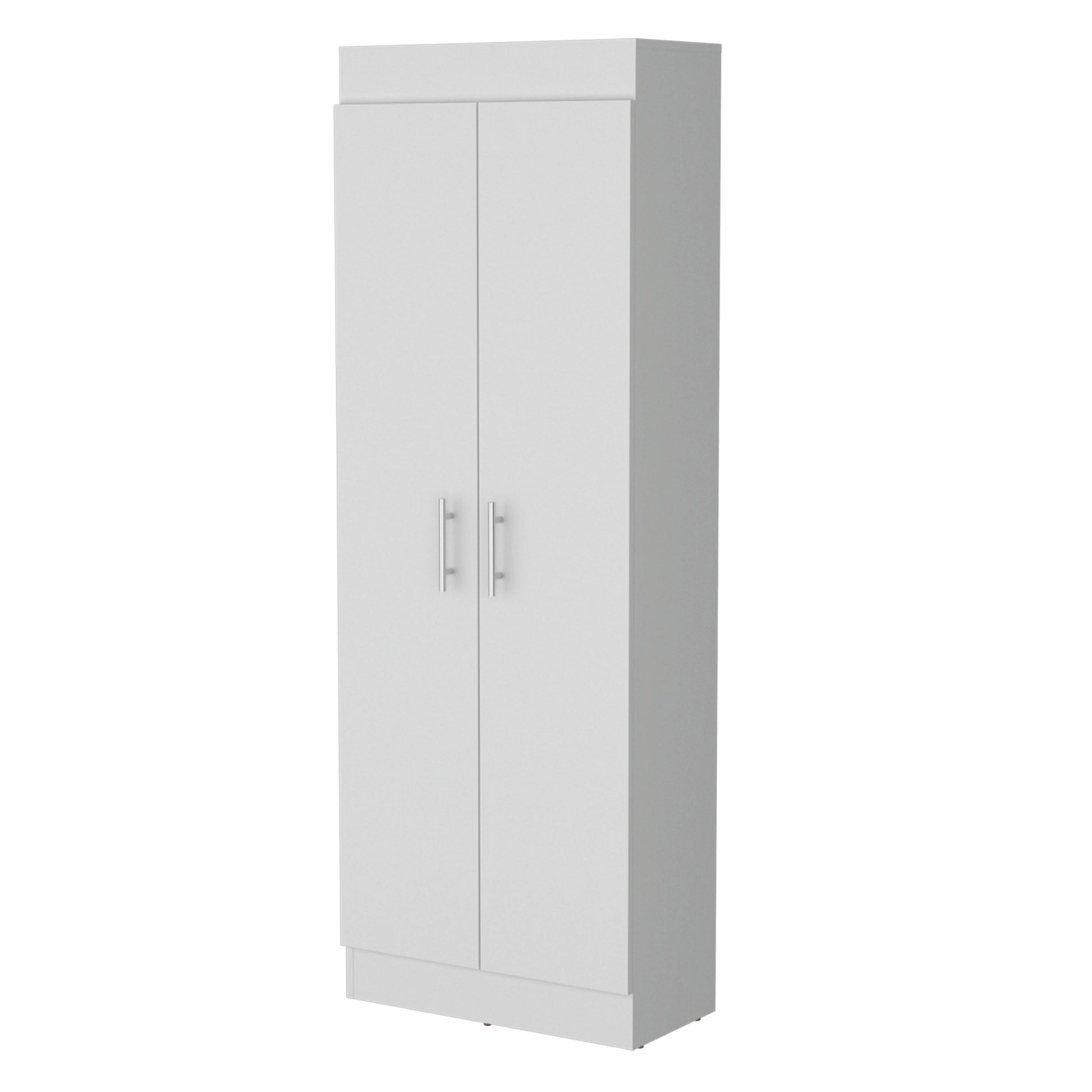 5-Shelf White Wood Kitchen Pantry Cabinet for Dining Room