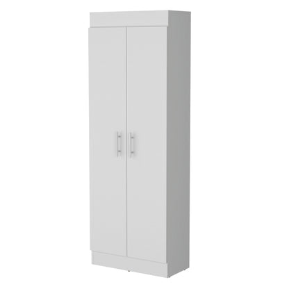5-Shelf White Wood Kitchen Pantry Cabinet for Dining Room