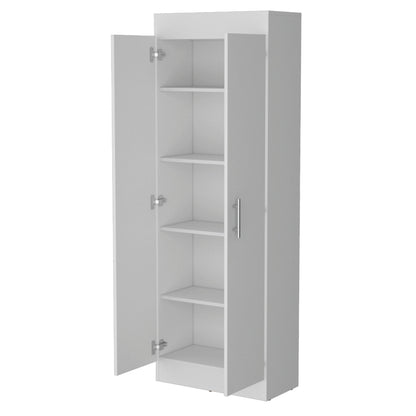 5-Shelf White Wood Kitchen Pantry Cabinet for Dining Room