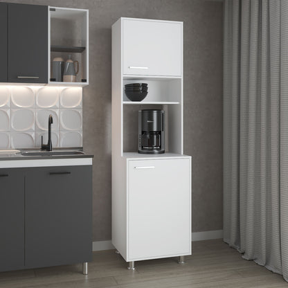 White Kitchen Pantry with Open Shelves & Storage for Dining Room