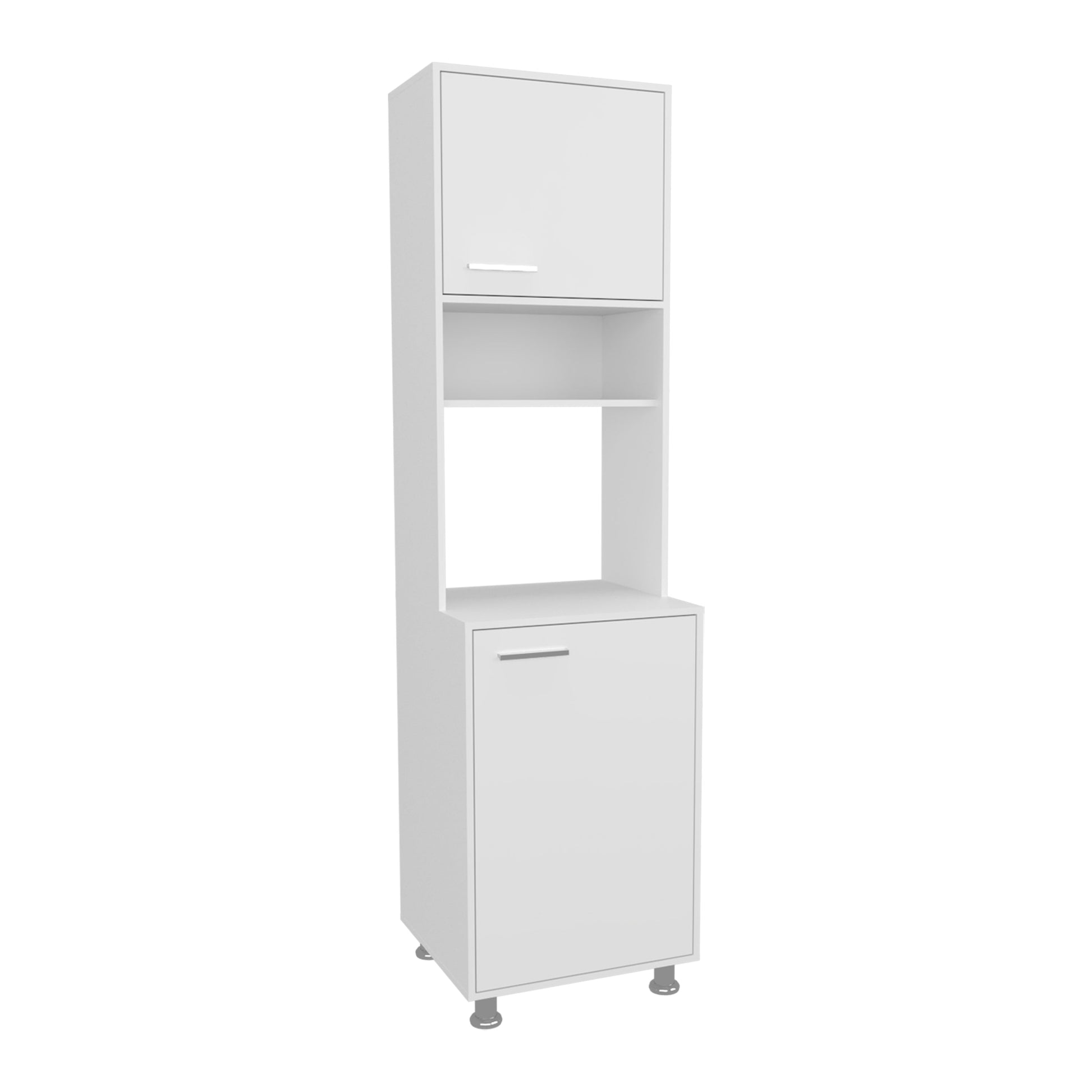 White Kitchen Pantry with Open Shelves & Storage for Dining Room
