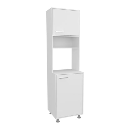 White Kitchen Pantry with Open Shelves & Storage for Dining Room